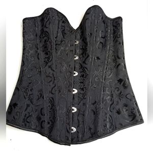Corset lace up bustier overbust black boaned body shaper size small.